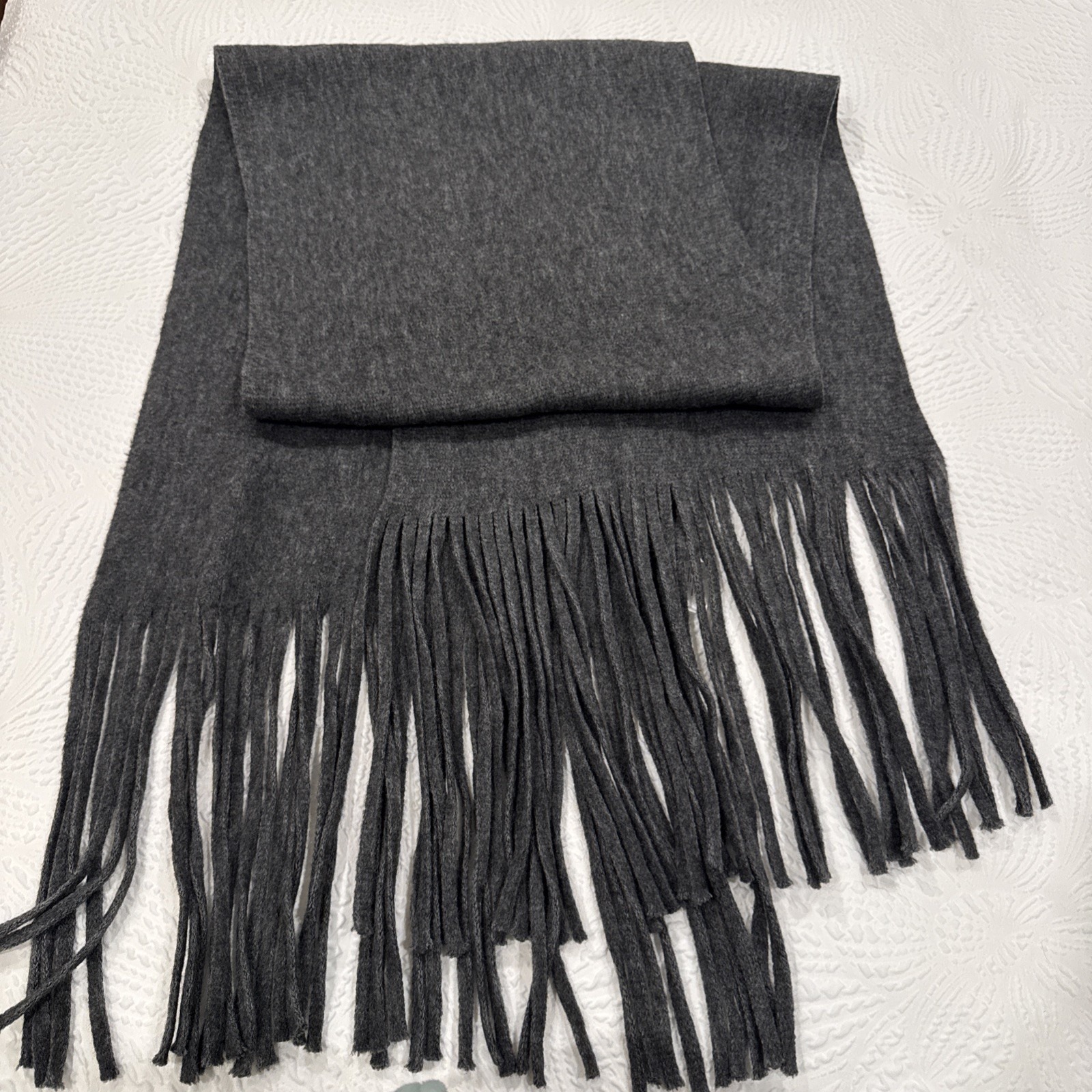 Lucky Brand Scarf Unisex Grey Knit Polyester Blend 145 Wide Length 73
